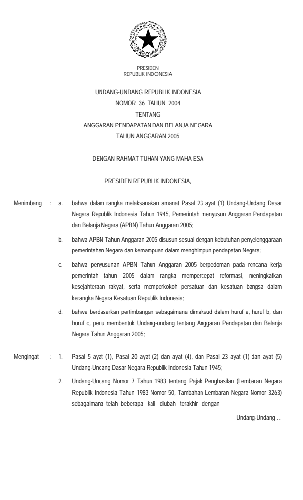 Undang-Undang Nomor 36 Tahun 2004