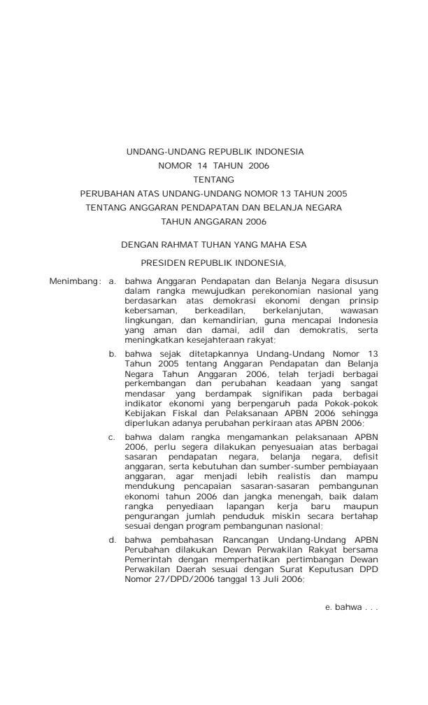 Undang-Undang Nomor 14 Tahun 2006