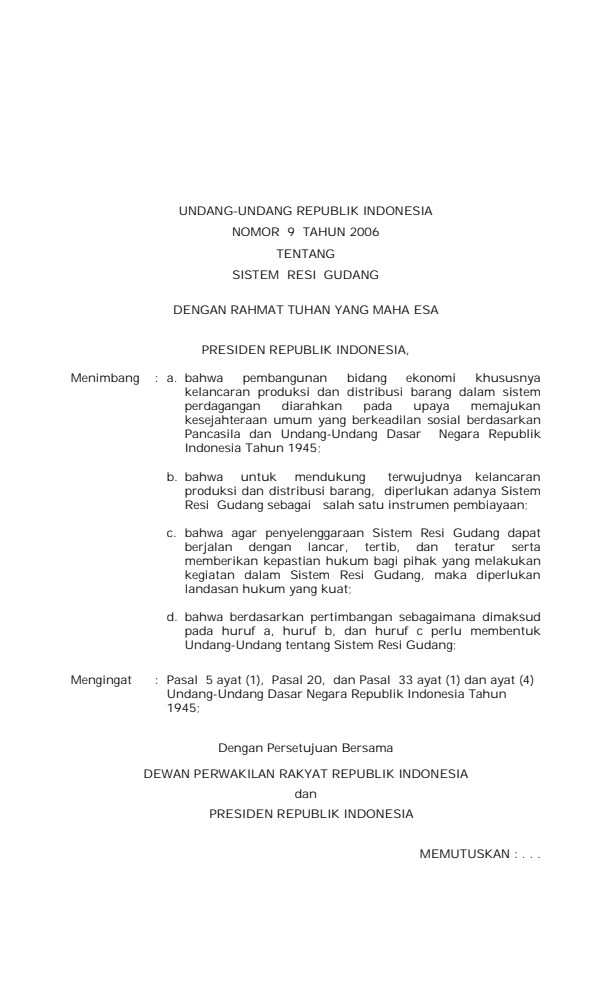 Undang-Undang Nomor 9 Tahun 2006