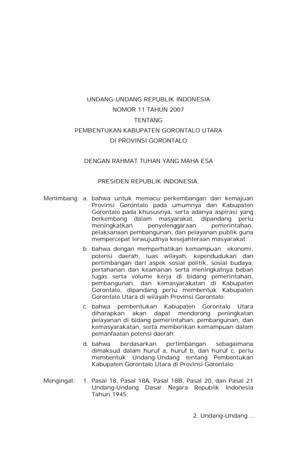 Undang-Undang Nomor 11 Tahun 2007