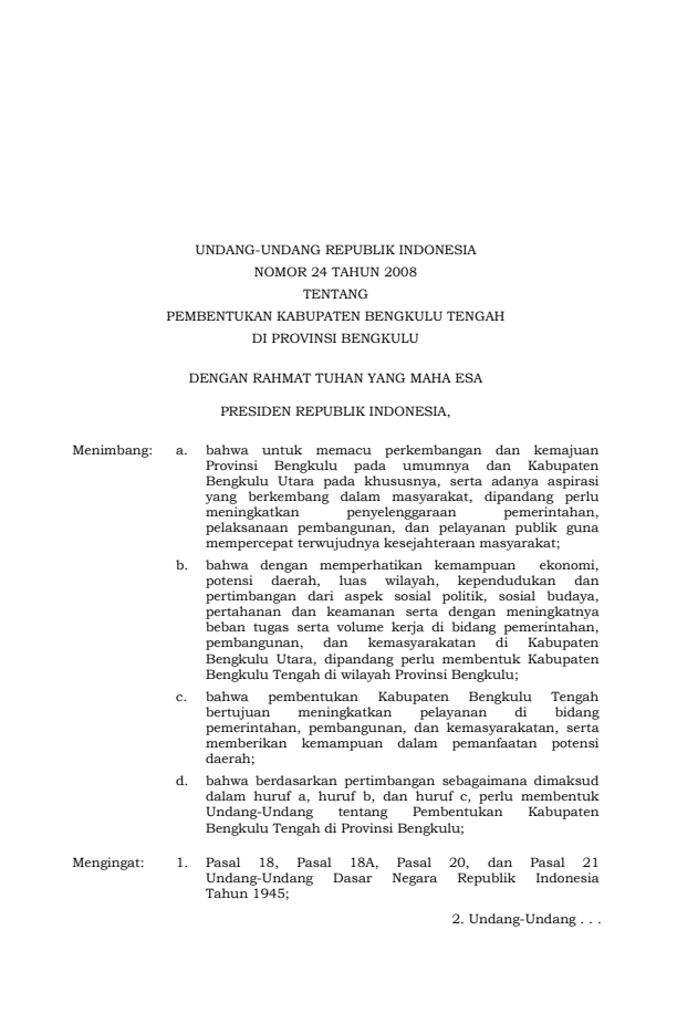 Undang-Undang Nomor 24 Tahun 2008