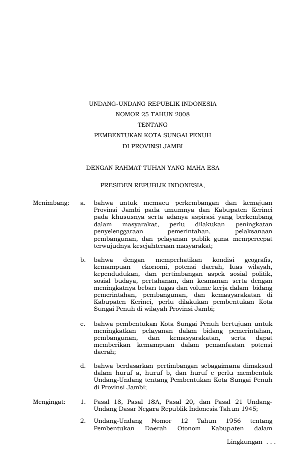 Undang-Undang Nomor 25 Tahun 2008