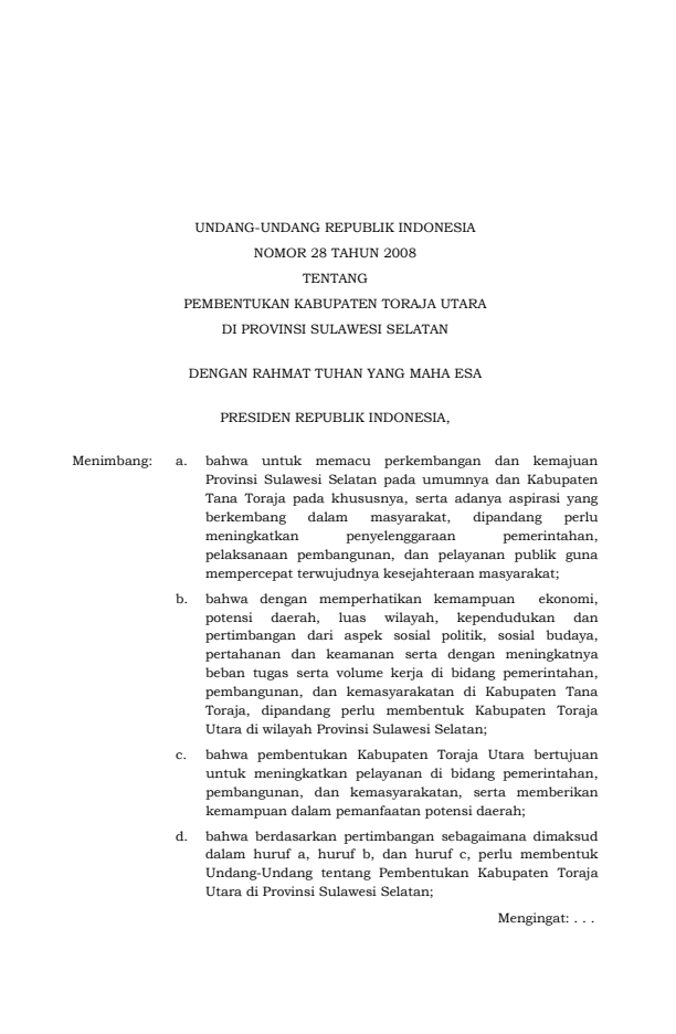 Undang-Undang Nomor 28 Tahun 2008