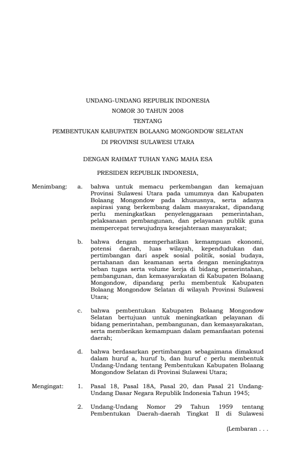 Undang-Undang Nomor 30 Tahun 2008