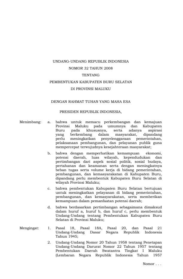 Undang-Undang Nomor 32 Tahun 2008