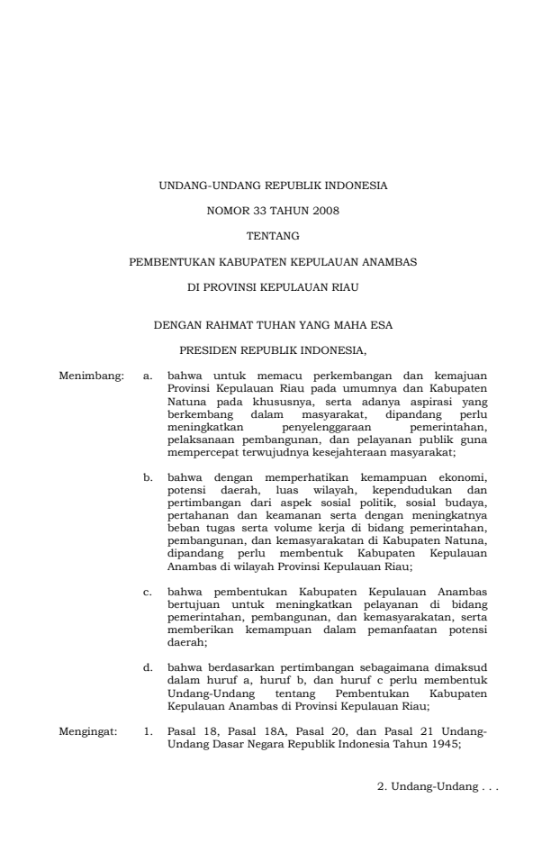 Undang-Undang Nomor 33 Tahun 2008