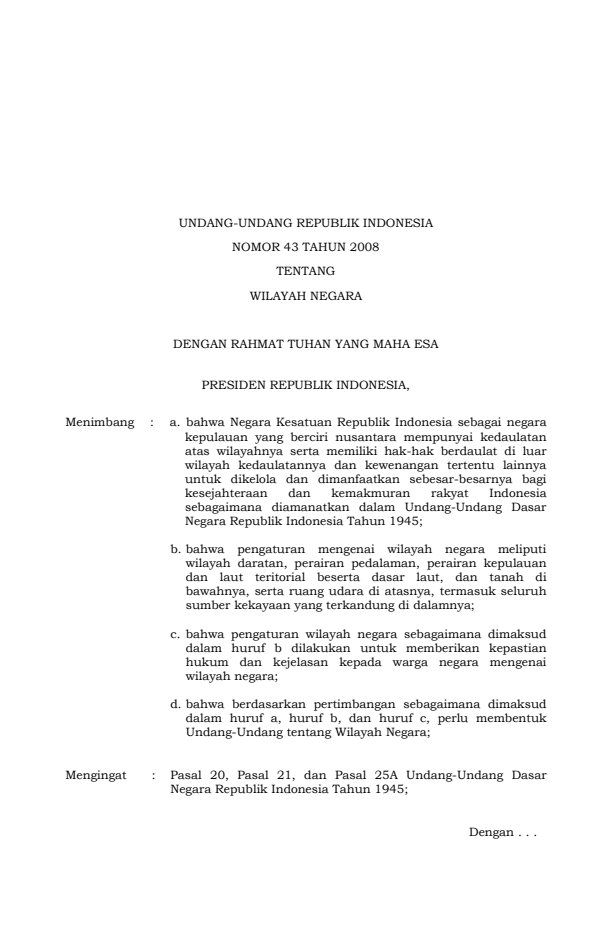 Undang-Undang Nomor 43 Tahun 2008