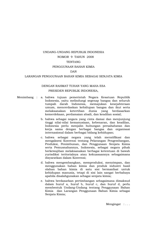 Undang-Undang Nomor 9 Tahun 2008