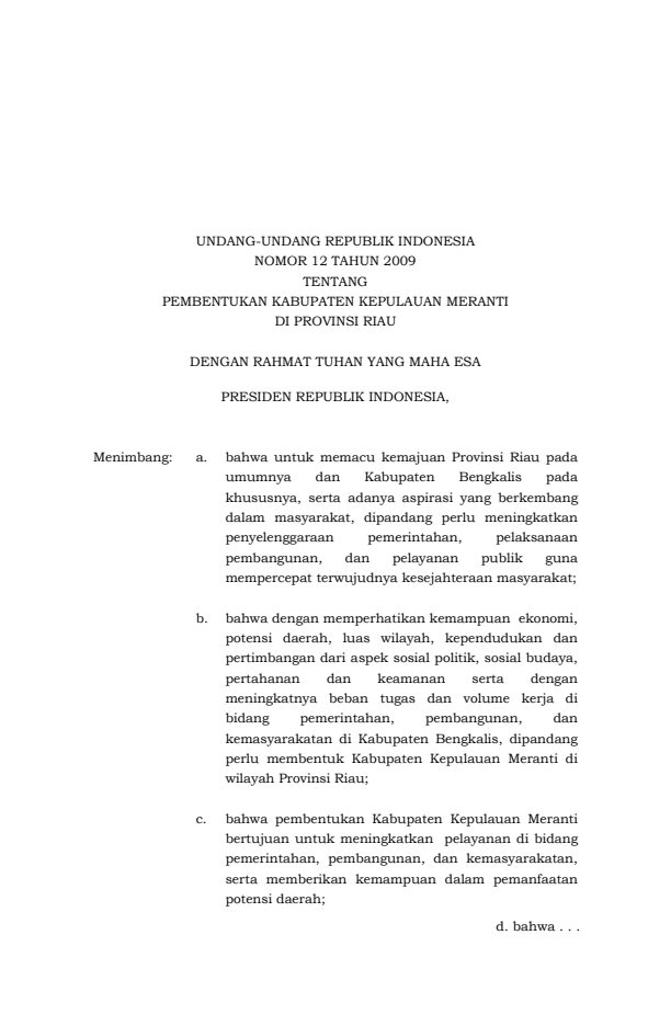 Undang-Undang Nomor 12 Tahun 2009