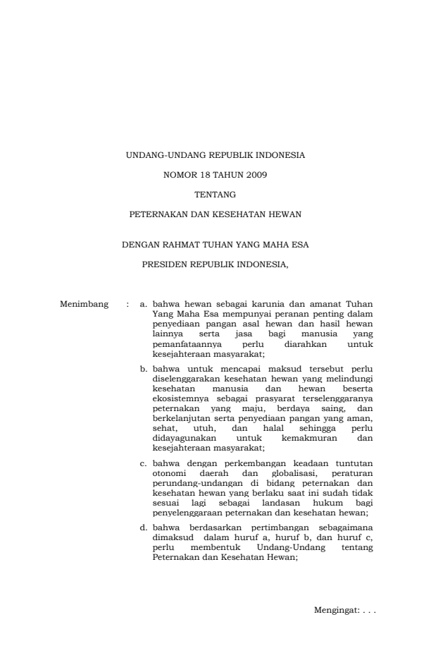 Undang-Undang Nomor 18 Tahun 2009