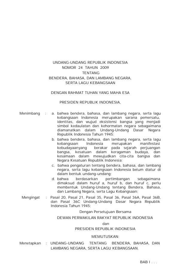 Undang-Undang Nomor 24 Tahun 2009