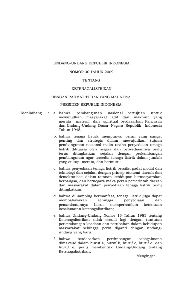 Undang-Undang Nomor 30 Tahun 2009