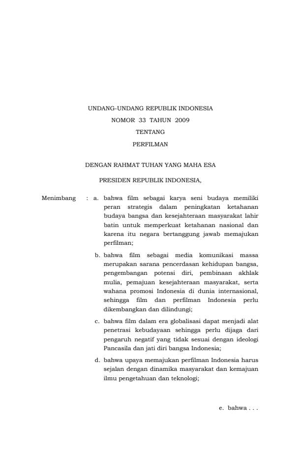 Undang-Undang Nomor 33 Tahun 2009