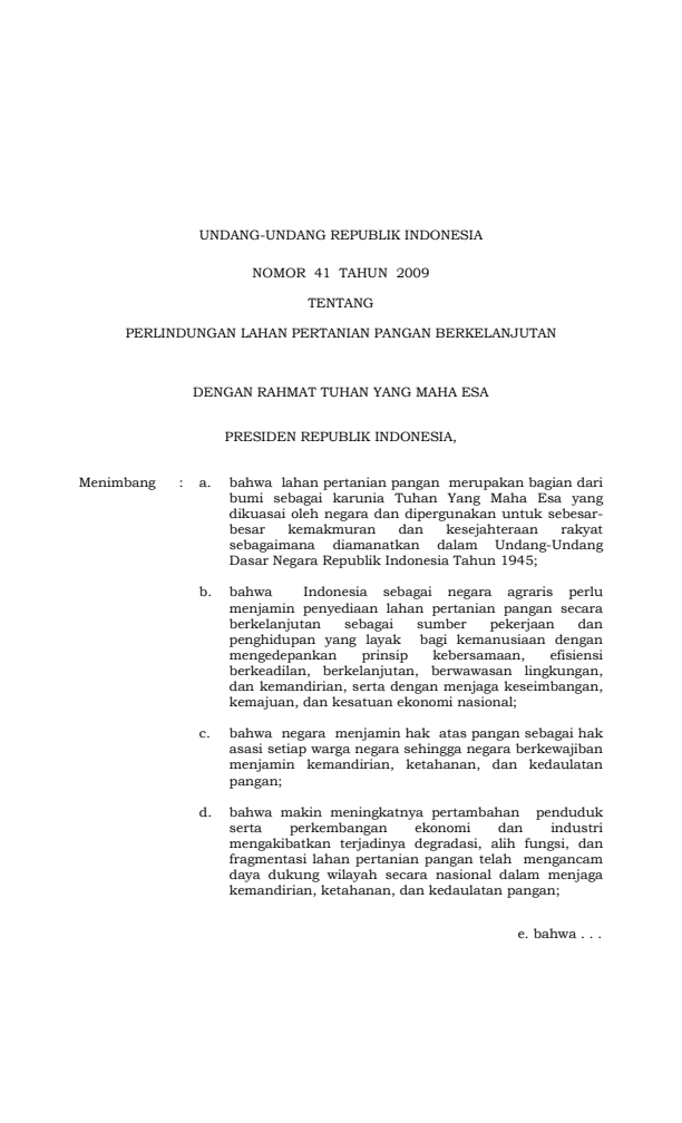 Undang-Undang Nomor 41 Tahun 2009