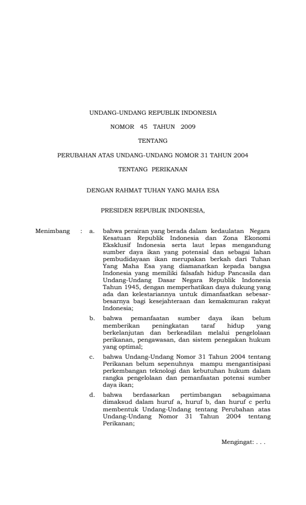 Undang-Undang Nomor 45 Tahun 2009