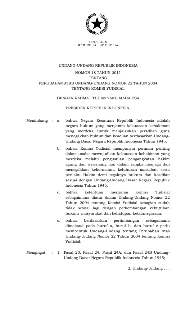 Undang-Undang Nomor 18 Tahun 2011