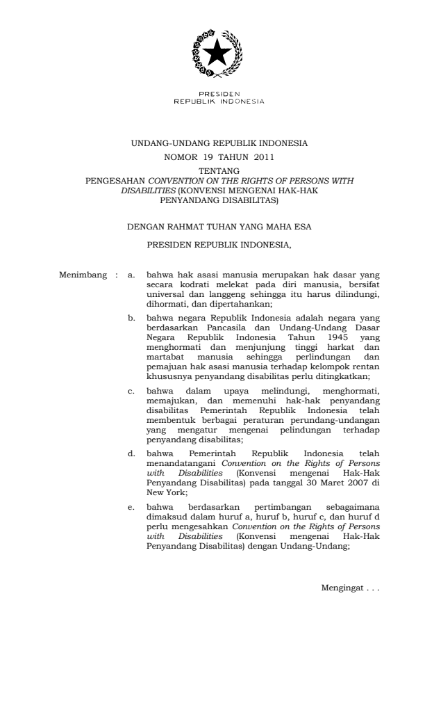 Undang-Undang Nomor 19 Tahun 2011