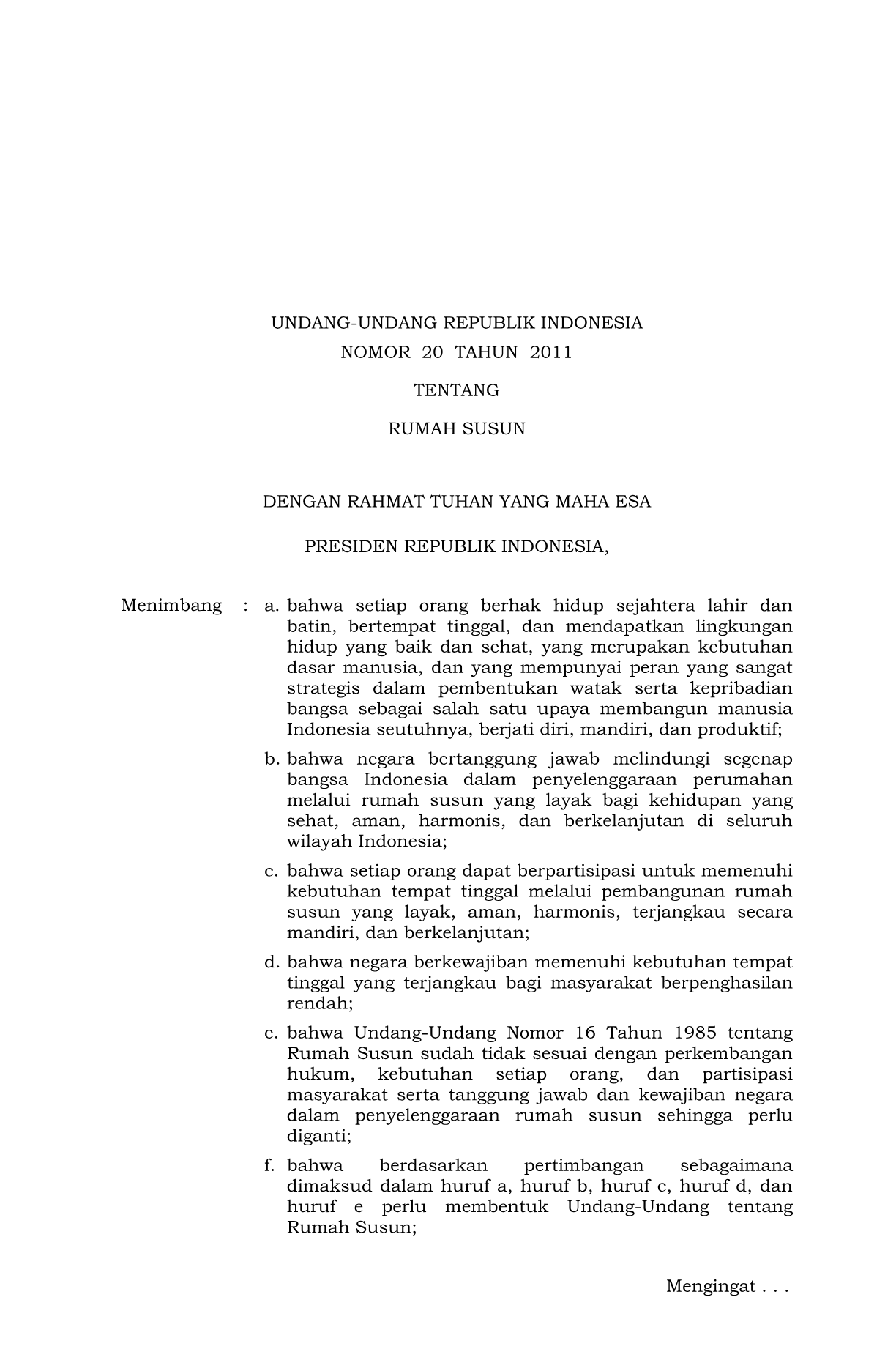 Undang-Undang Nomor 20 Tahun 2011