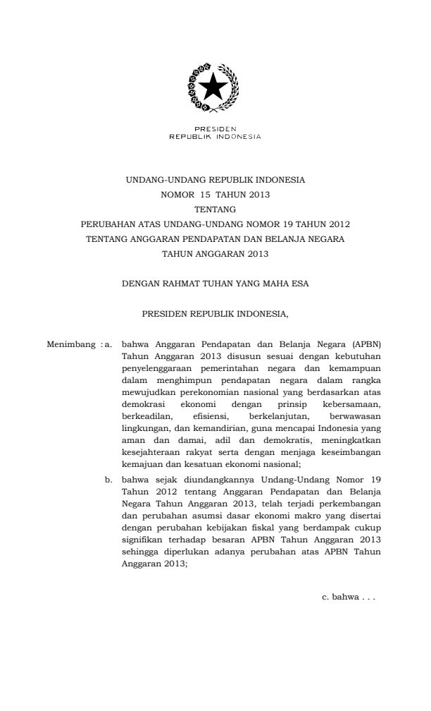 Undang-Undang Nomor 15 Tahun 2013