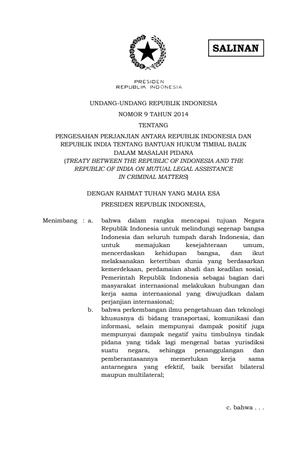 Undang-Undang Nomor 9 Tahun 2014