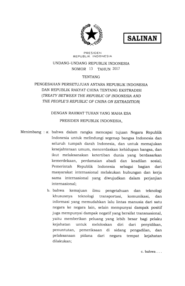 Undang-Undang Nomor 13 Tahun 2017