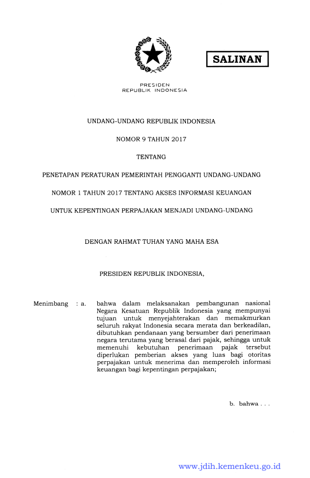 Undang-Undang Nomor 9 Tahun 2017