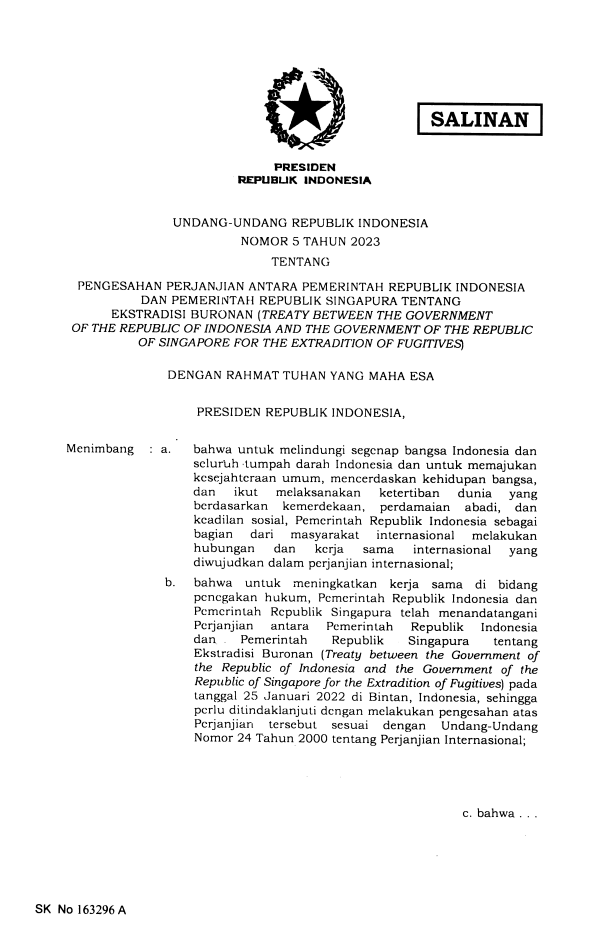 Undang-Undang Nomor 5 Tahun 2023