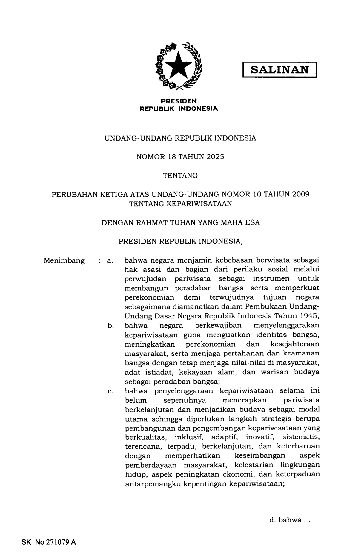 Undang-Undang Nomor 18 Tahun 2025